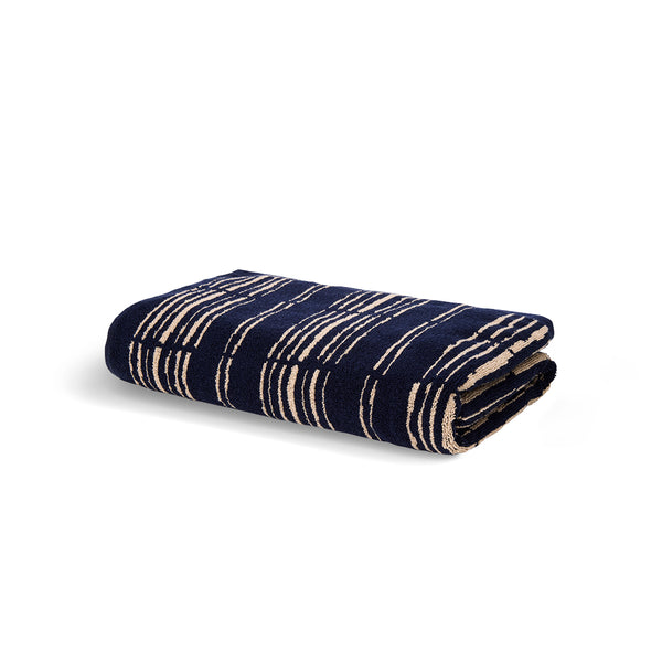 Autumn Sonata - Ester Bath Towel - Navy Cream - CAP Beauty - Side View